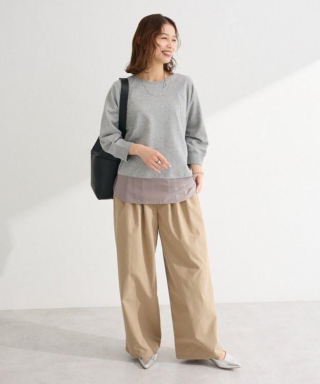 Green Parks 七分袖ドルマン裏毛シアードッキングプルオー Gray Mixture