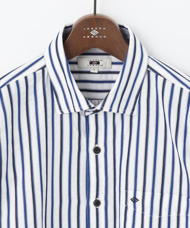 JOSEPH ABBOUD 【キングサイズ・吸水速乾・イージーケア】ソアロンストライプシャツ サックスブルー系1