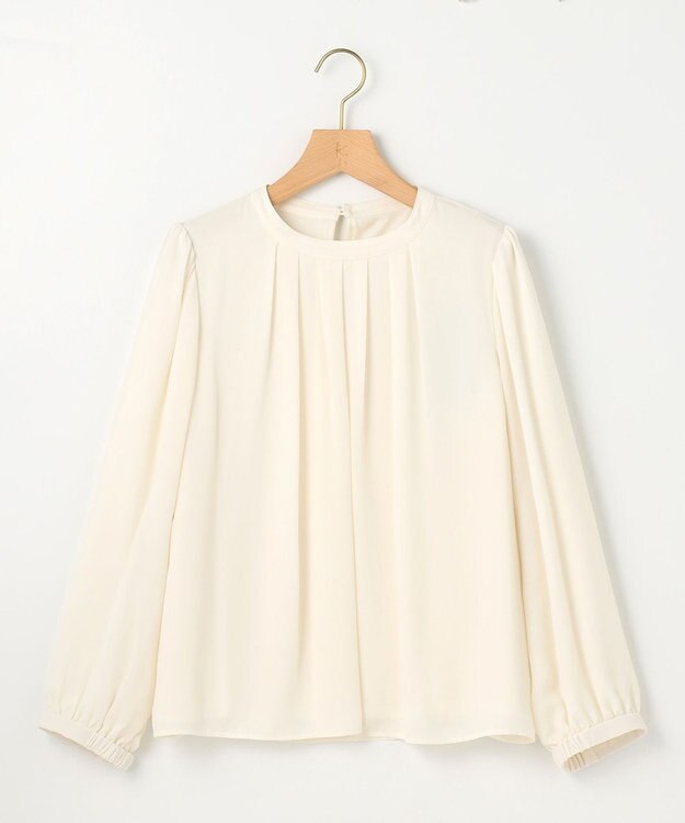 組曲 【WEB限定】ジョーゼットシフォン タックブラウス アイボリー系
