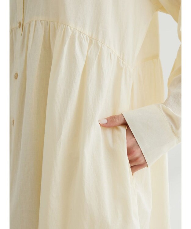 Green Parks ボリュームギャザーシャツワンピース Ecru