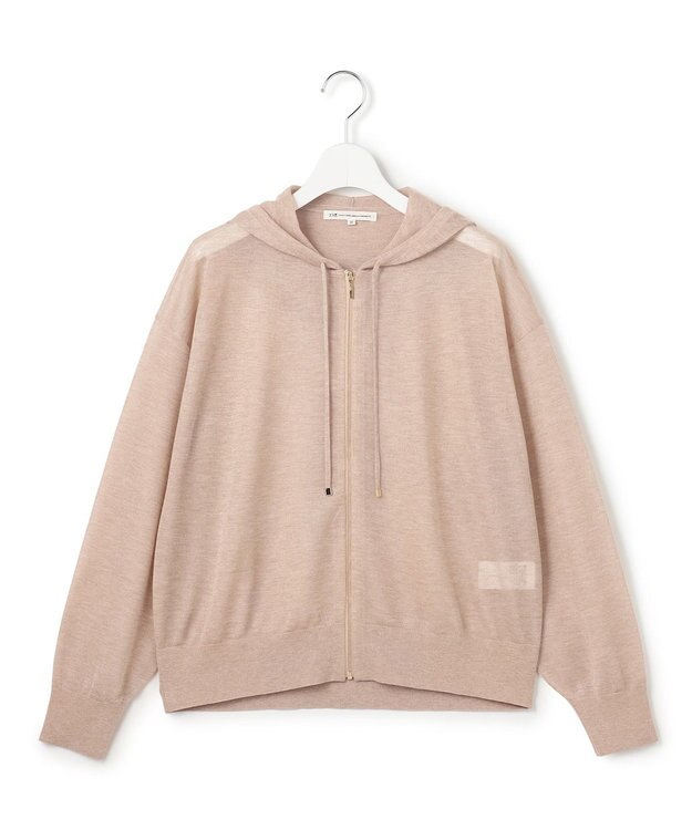 23区 【先行予約】シャイニーシアーニット ジップアップ パーカー ベージュ系