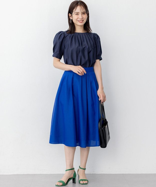 組曲 カラーボイル フレアスカート ブルー系