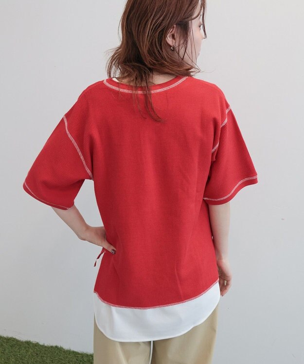 AMERICAN HOLIC 【RUSSELL】ワッフルヘンリーTシャツ Red