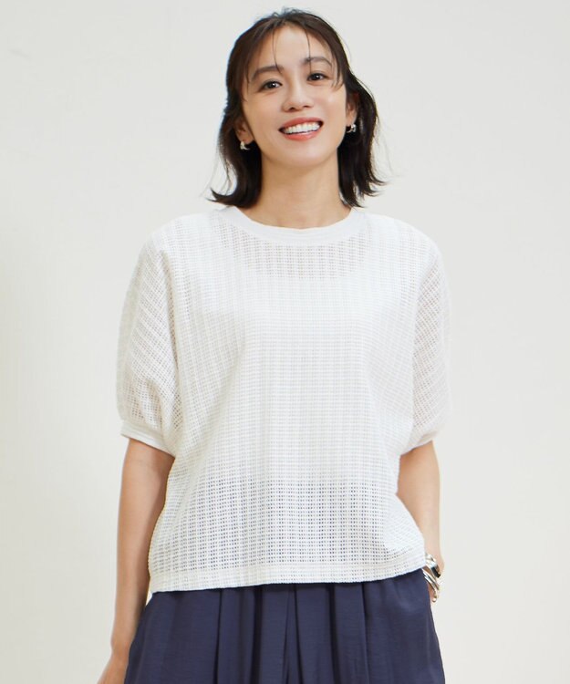 自由区 【カタログ掲載・洗える】チェックジャカード カットソー オフホワイト