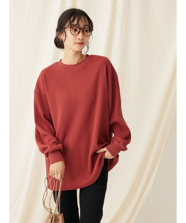 CRAFT STANDARD BOUTIQUE ワッフルレイヤード風プルオーバー Brick Red