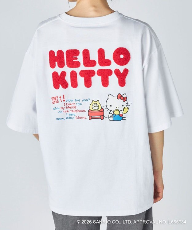 OP／FILA 【Ocean Pacific×ハローキティ】サガラ刺しゅうビッグTシャツ ホワイト