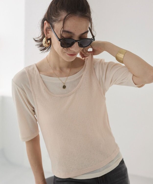 WEGO 【ANGIE VINTAGE】シアースラブレイヤードTシャツ ナチュラル