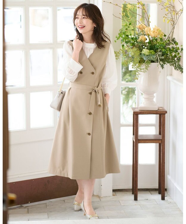 ANY SIS S 【洗える】フェイクパールストライプ ブラウス オフホワイト