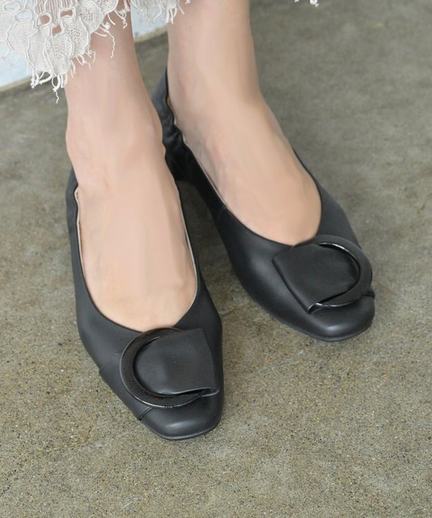 nouvelleRobe Oū 【本革・高反発】Big Buckle pumpsビッグバックル ヒールパンプス ブラック