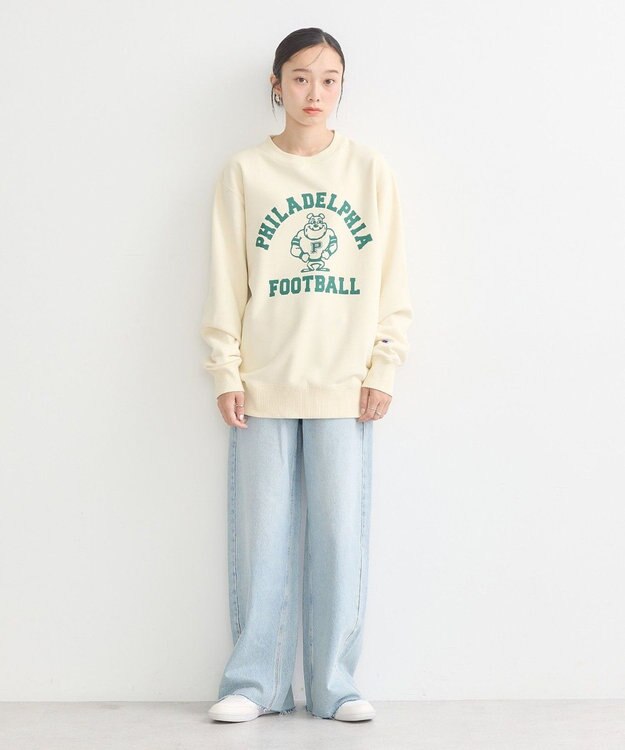 earth music&ecology チャンピオン　ｅｍａｅプリント裏毛プルオーバー Ivory