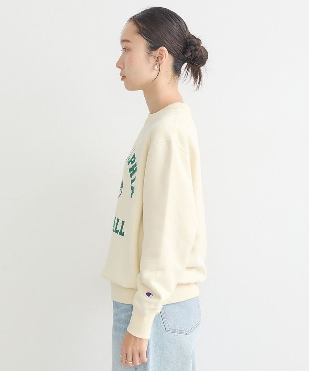 earth music&ecology チャンピオン　ｅｍａｅプリント裏毛プルオーバー Ivory