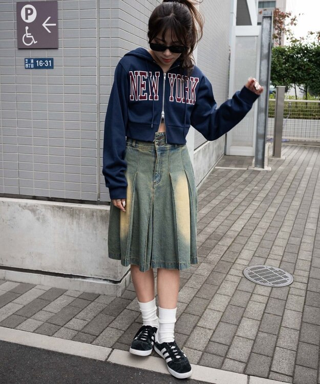 WEGO NEWYORK裏起毛ZIPパーカー ネイビー