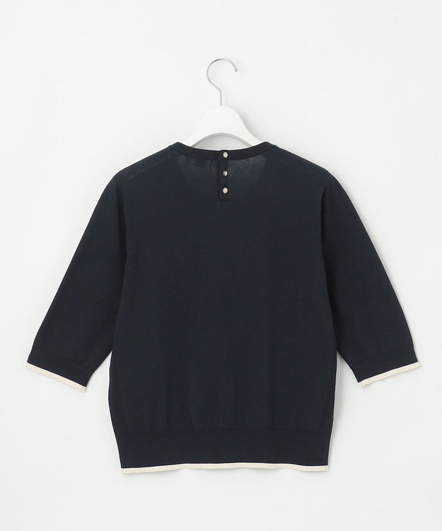 J.PRESS LADIES BASIC HT COTTON クルーネック ニット ネイビー系
