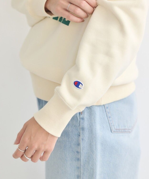 earth music&ecology チャンピオン　ｅｍａｅプリント裏毛プルオーバー Ivory