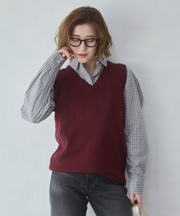 WEGO 【2026春夏】ベーシックニットベスト ワイン