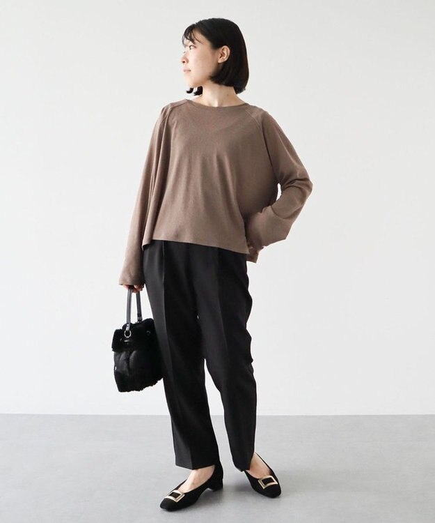 Green Parks シアークロップドプルオーバー Gray Beige