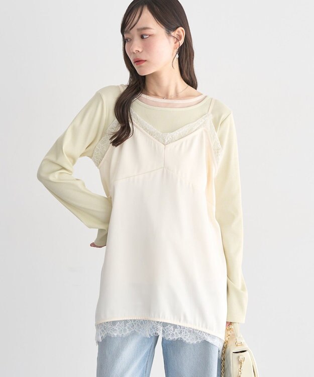 earth music&ecology 【予約】ランジェリーライクレースキャミ アイボリー