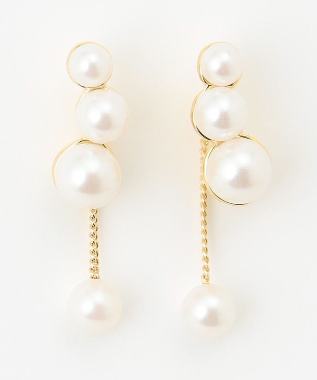 ICB パールラインピアス ゴールド系