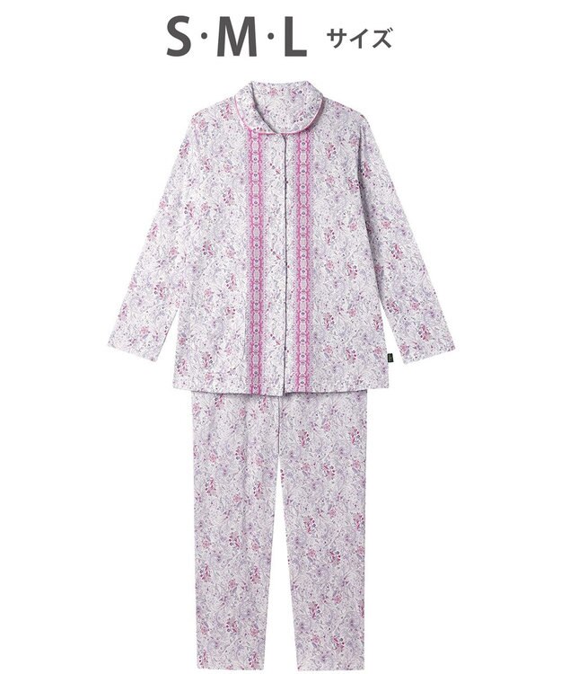 WACOAL パジャマ 長袖 長ズボン 綿100%(本体) 天竺素材 ミントン レディース NDX560 /ワコール ホワイト