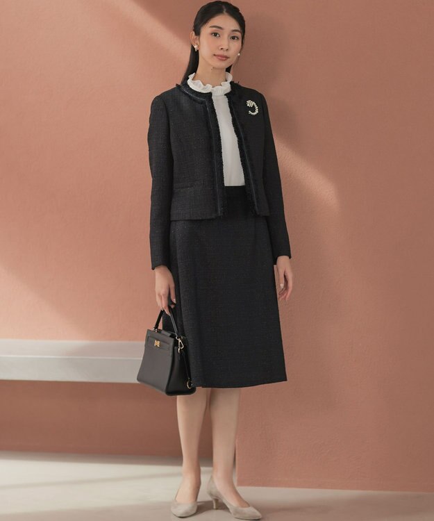 組曲 S 【KUMIKYOKU NAVY】ラメループモールツイード ジャケット ネイビー系