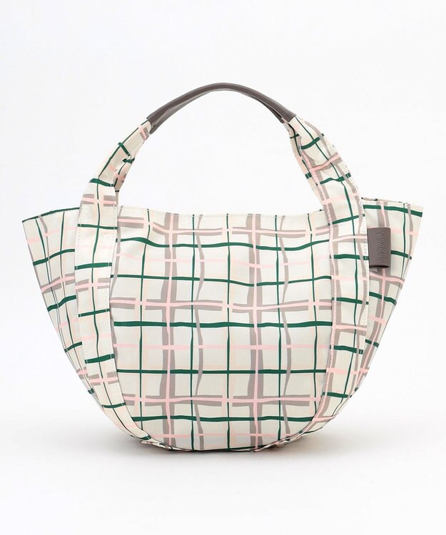 Y'SACCS 総柄プリントミニトートバッグ グレージュ（チェック柄）