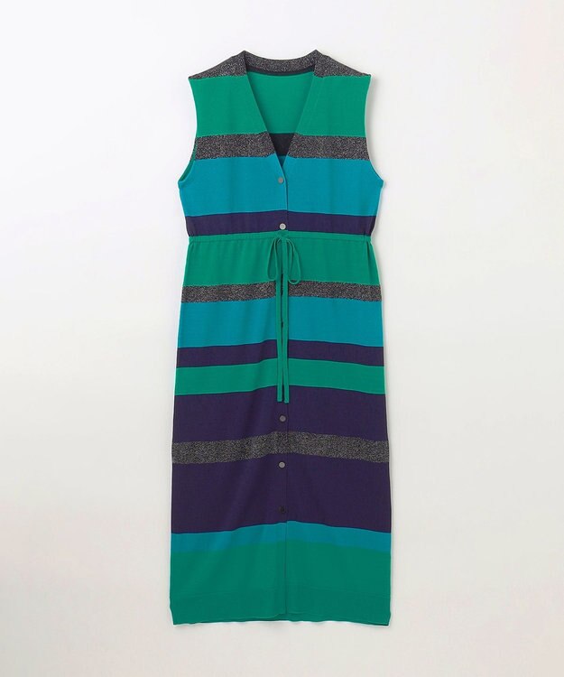 GRACE CONTINENTAL ニットマルチボーダージレ グリーン