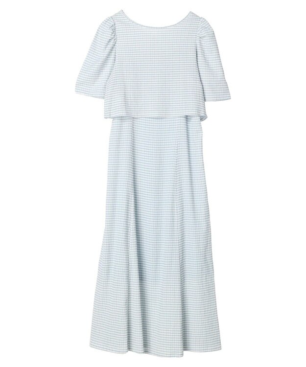 earth music&ecology ＳＥＴ２点ドロストプルオーバー＋キャミワンピース Check Sax