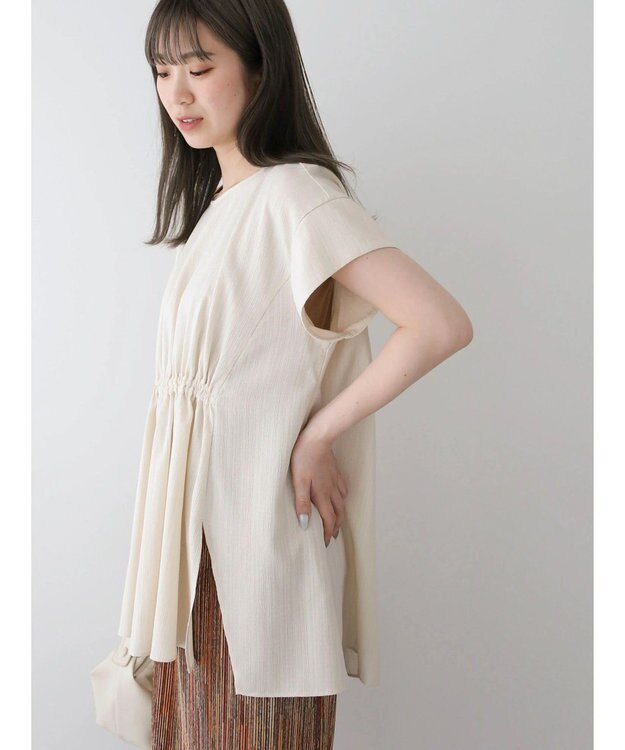 Green Parks 変形ストライプジャガードチュニック Light Beige