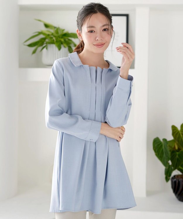 Tiaclasse フロントタックシャツチュニック サックス