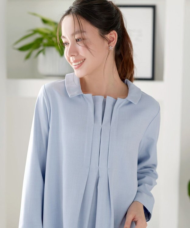 Tiaclasse フロントタックシャツチュニック サックス