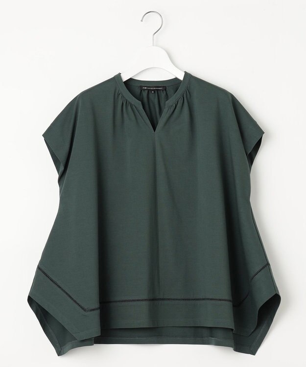 23区 L 【洗える】ラダーレースジャージー カットソー カーキ系