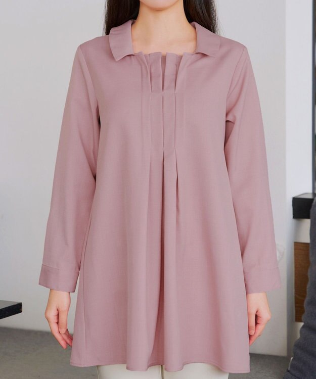 Tiaclasse フロントタックシャツチュニック ピンク