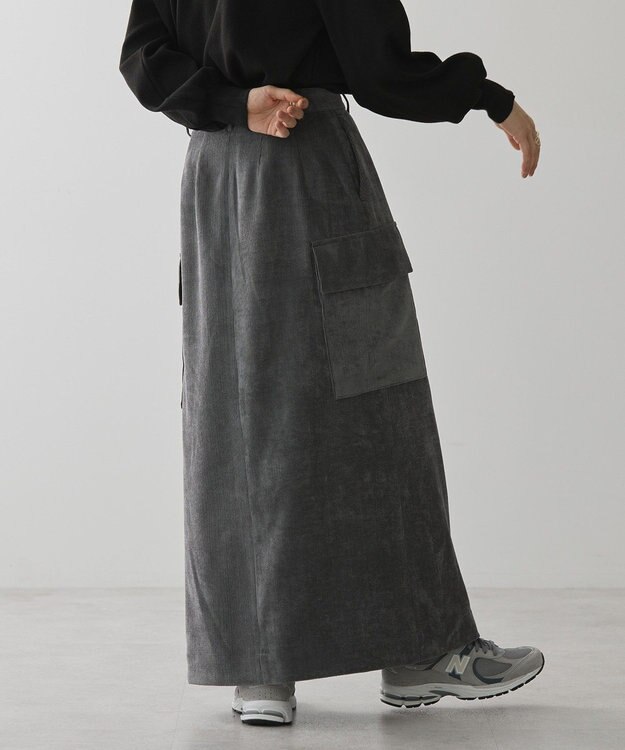 AMERICAN HOLIC コーデュロイサイドポケットタイトスカート Charcoal Gray