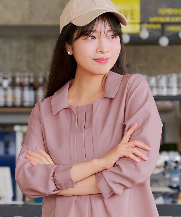 Tiaclasse フロントタックシャツチュニック ピンク