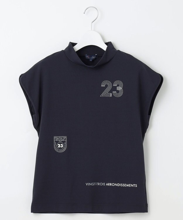 23区GOLF 【WOMEN】新色追加！【吸水速乾/UVカット】フレンチスリーブロゴモックネック ネイビー系