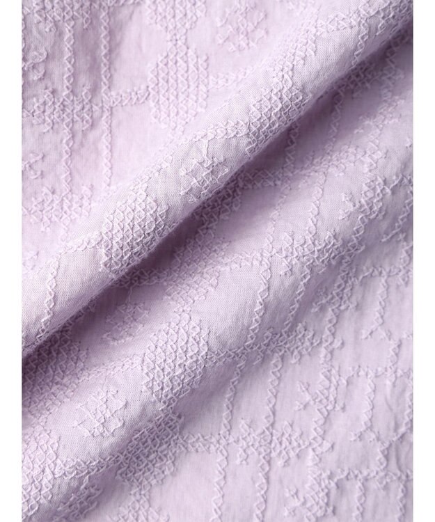 Green Parks インド綿 SET２点 刺繍７分丈ブラウス＋タンクトップ Purple