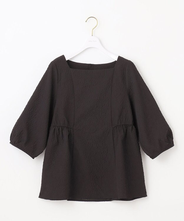 ANY SIS S 【洗える】フラワーエンボス ブラウス ブラック