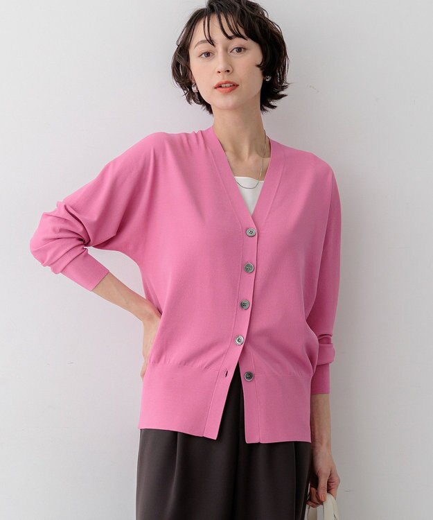 23区 S 【先行予約】レーヨンポリエステルストレッチ Vネック カーディガン ピンク系