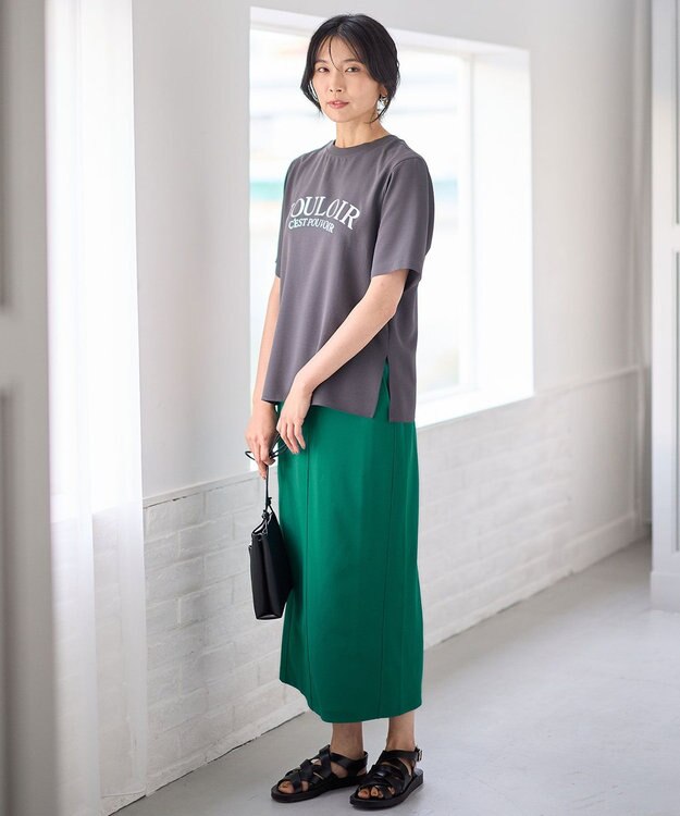 ANY 【WEB限定/UVカット/吸水速乾/接触冷感】ジョーゼットロゴ半袖Tシャツ チャコール