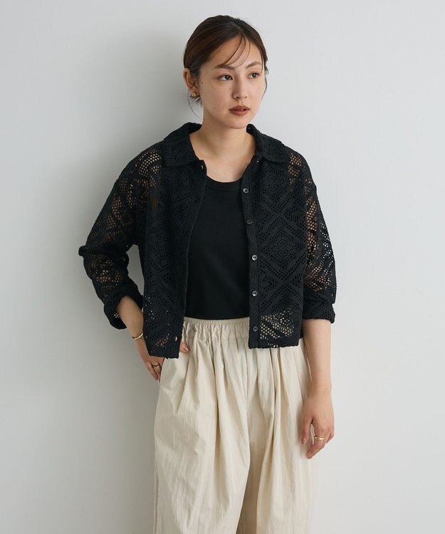 CRAFT STANDARD BOUTIQUE クロシェレースカーディガン Black
