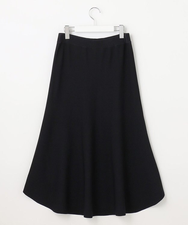 自由区 【洗える・XSサイズあり】クレープストレッチニット スカート ネイビー系