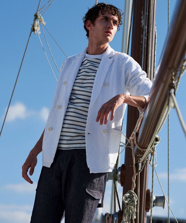 JOSEPH ABBOUD 【オーガニックコットン使用】インレーボーダー Tシャツ ホワイト系2