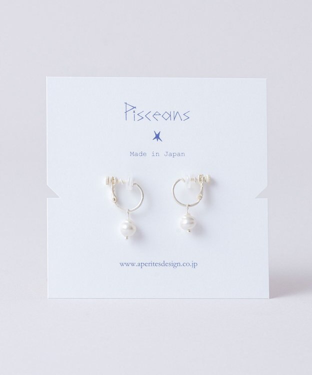 Pisceans 2wayドロップパールフープイヤリング マットシルバー
