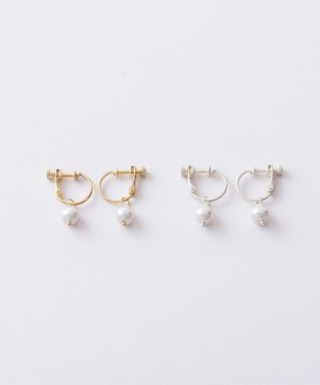 Pisceans 2wayドロップパールフープイヤリング マットゴールド