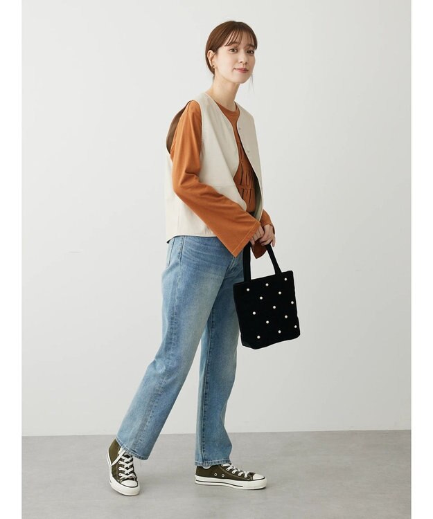 Green Parks フェイクレザーベスト Ecru