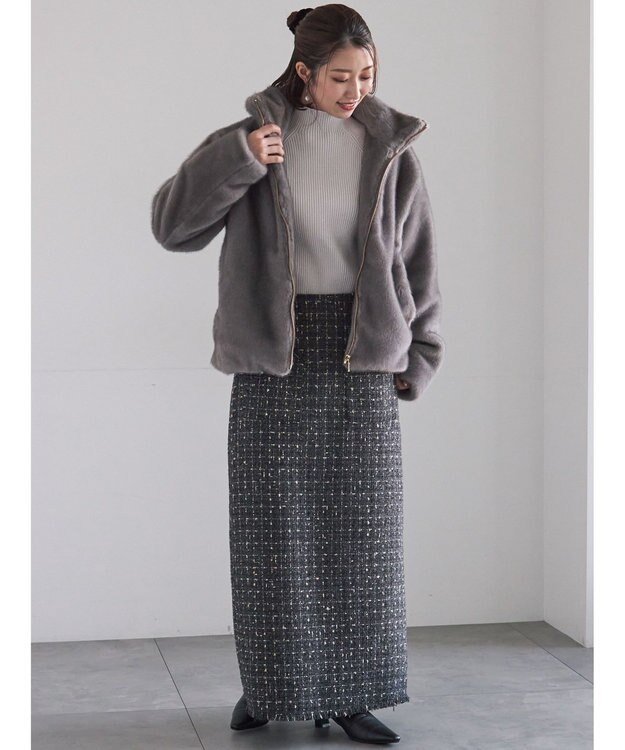 Te chichi モールリブスタンドネックニット オフホワイト