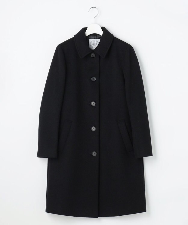 J.PRESS LADIES S ショートビーバー ロング丈 ステンカラー コート ブラック系