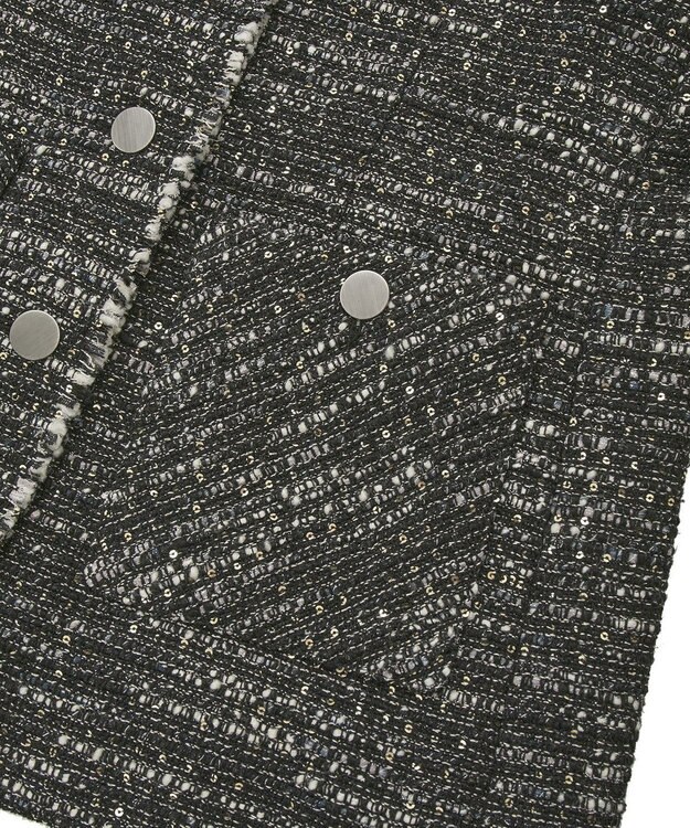 YECCA VECCA ノーカラーツイードジャケット Black