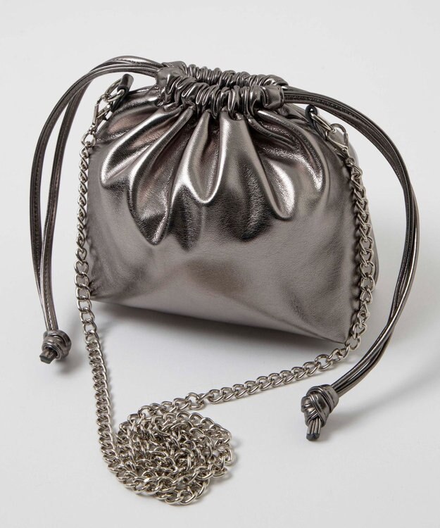 WEGO 巾着チェーンショルダー ダークグレー