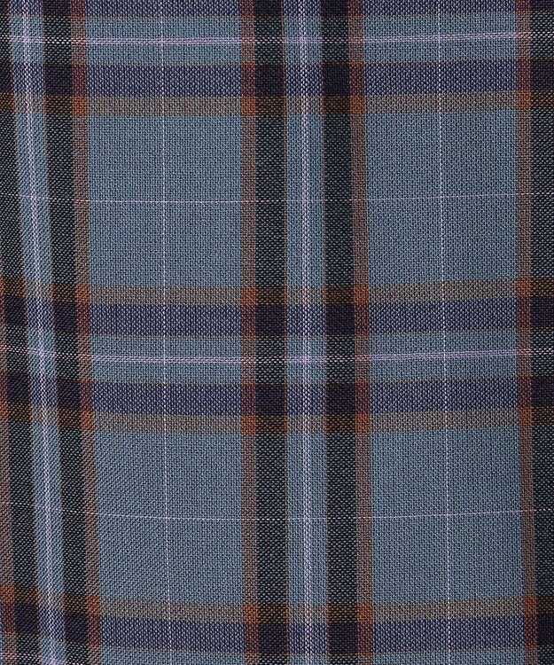 J.PRESS LADIES L プロビスストライプチェック フリルネック カットソー ブルーチェック系